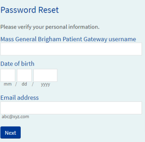Mass-General-Brigham-Patient-Gateway-Password-Reset-page