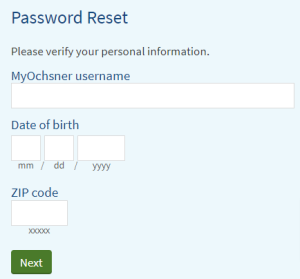 Ochsner Patient Portal forgot password