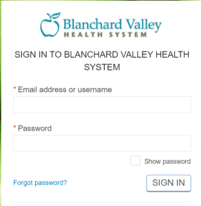 Blanchard Valley Patient Portal login